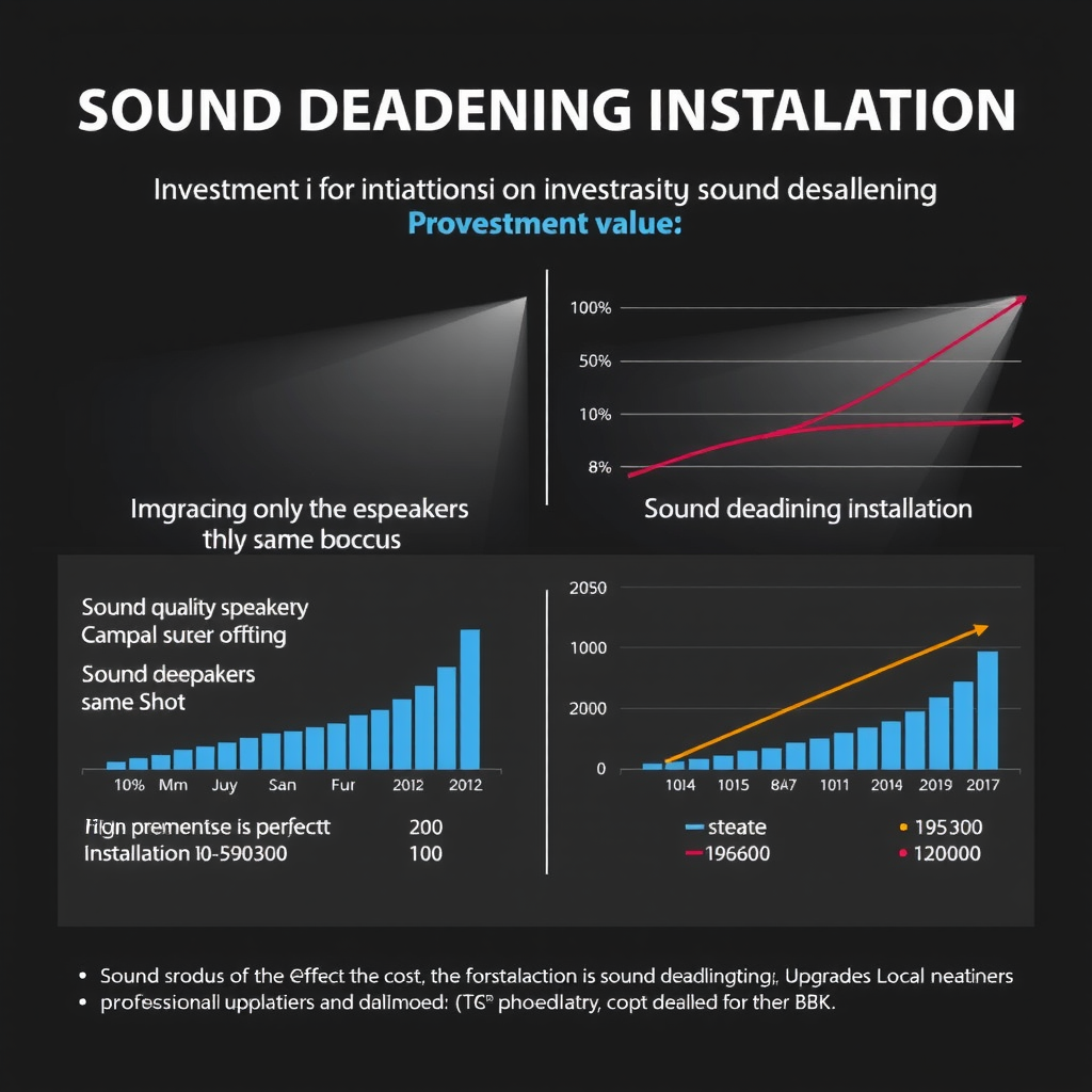 デッドニング施工の投資価値を示す比較チャート。同じ予算でスピーカーのみをアップグレードした場合と、デッドニング施工を含めた総合的なアップグレードを行った場合の音質改善効果を比較。グラフと数値で明確に示された費用対効果の分析図